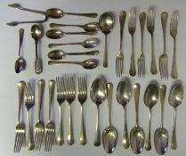 A selection of silver flatwares, various makers and dates: assorted patterns of forks and spoons,