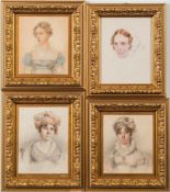 English School early 19th Century- A portrait of a young lady:, bust-length seated,