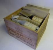 A case of Porto Pocas 1985 Vintage port: in its wood case.