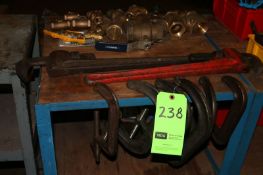 Contents on Table, Includes (6) C-Clamps, (2) Monkey Wrenches, Parts Bid of Allen Wrenches