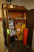 2-Door Wooden Cabinet with Safety Gear, Includes Ear Plugs, Breathing Filters, Gloves, Wet Suits,
