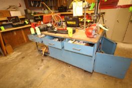 Work Bench, with Wilton Vice, Baldor Double End Grinder, and Contents of Shelves and Drawers