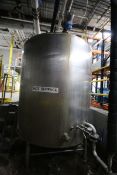 S/S Lake Hot Water Holding Tank, Aprox. 2500 Gal., with S/S Legs, M/N 2000, S/N 19062, with Actuated