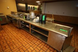 Remaining Kitchen Support Equipment, Including 15' L S/S Serving Counter, L-Shaped S/S Sink, 8' L
