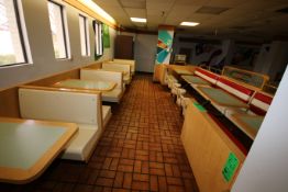 Cafeteria Furniture, Including (6) 4-Person Attached Booths with Tables, (1) Large Attached Booth