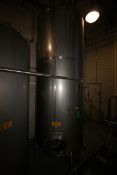 WCB Aprox. 3000 Gal. S/S Tank, Single Wall, S/N 3000 CVF 88 3093, with Butterfly Valve, S/S Legs