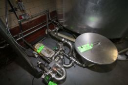 Liquid Feed System, including Fristam 15 hp Centrifugal Pump, (1) Air Valves, S/S Funnel, Aprox. 17