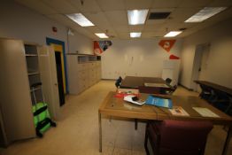 Contents of (3) Offices, Including (4) Tables, (2) Desks, (9) Horizontal Filing Cabinets, Round