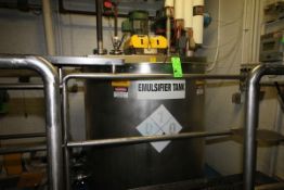 Aprox. 500 Gal. S/S Jacketed Emulsifier Tank, Mounted on Load Cells, with Lightnin Agitation, 6-Prop