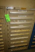 Stanley Vidmar 10-Drawer Parts Cabinet, with Contents, Including Pipe Repair Clamps, Sprinkler
