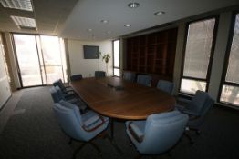 Contents of Meeting Room, Including (1) Round Meeting Table, (10) Cushioned Chairs, (2) Additional