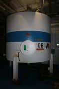 Carbon Steel Aprox. 2,500 Gal. Vertical Blend Tank, with Agitation, Mounted on Load Cells and