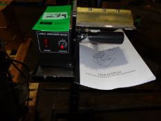 CE Label Dispenser SH-404 on Casters New in 2013 (LOCATED IN IOWA, RIGGING INCLUDED WITH SALE