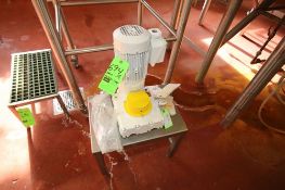 New CFR 3/4 hp Spare Agitator Drive Motor, Type TC-FXU, S/N 1L0325211 includes S/S Table