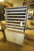 Assorted Sized Drill Bits with Rack and Cabinet