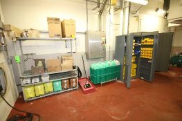 (2) Cabinets and Rack with Contents including: Nut and Bolt Hardware, Washers, Wing Nuts,