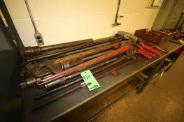 Assorted Ridgid Pipe Tools includes Cutter, Hand Threader with Dies, Strap Wrenches, Benders and