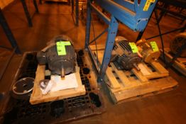 New Assorted Motors includes - (2) U.S. 15 hp 1775 RPM, 230/460 V, Frame #254T and (1) Baldor 5 hp