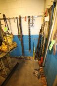 Assorted Rigging Tools including: Machinery Movers, Chains, Straps, Spreader Beam, Pry Bars, Pipe