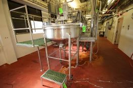 CFR Aprox. 100 Gal. Hinged Lid Cone-Bottom S/S Portable Kettle/Hopper Tank with Agitator, S/S