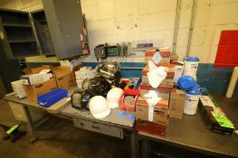 Cleaning Supplies including: Rubber Gloves, Hand Sanitizer, Wipes, Face Shields, Hard Hats, Paper