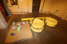 Lot of (4) Enpac Portable Dollie Barrel Containments with Assorted Chemical Feed Pumps