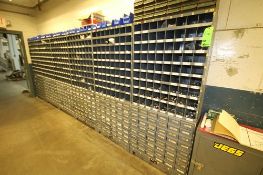 6-Sections Hardware Bins with Assorted Hardware including: S/S Nuts, Bolts, Washers, Screws,