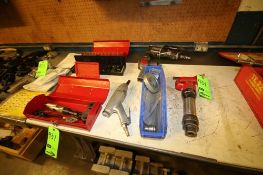 Assorted Pneumatic Air Tools including: Ratchet, Sockets, Impact Gun, Scaler, Jack and Nibbler