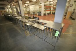 Over (50) Assorted S/S Tables and Stands including (10) Steel Tables and Cabinet