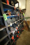 Contents of (7) Racks Only of Assorted Used Motors (Mostly New and Some Used), Parts, Conveyor