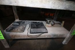 Contents of Shelf includes - (1) Digital Scale, (1) Triple Beam Balance and (1) Hot Plate