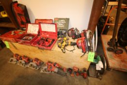 Assorted Skil, DeWalt, Milwaukee, Hilti Circular Saws, Drills, Nailer, Sawzals and Chop Saw