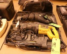 Electric Sawzals by DeWalt, Model DW303M and Kawasaki Model 691586 with Cases