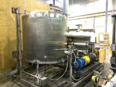 600 Gallon CIP System, Single Wall Tank, Sumitt Centrifugal Pump Model 219MTO, Size 1.5×3-10 SS
