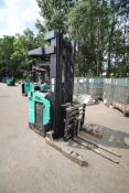 Mitsubishi Stand-Up Narrow Aisle Reach Forklift, M/N EDR15HN-36V, S/N 3DR3427720, 3,000 lb.