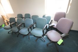 Upholstered Swivel Arm Chairs with Casters