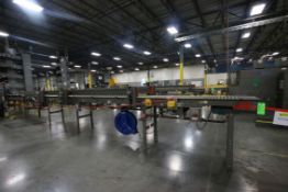 Alvey Case Conveyer, Roller and Belt, Approx 50' L, Approx Max 26