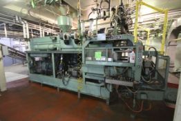 Uniloy 6-Head Half Gal. HDPE Blow Molder, Model 350R2, S/N 2923, Set-Up with Platen