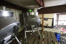 S/S Kettle Mounted on Portable Frame. With Sweep/Scrape Agitation. With Infeed Hopper and Lid.