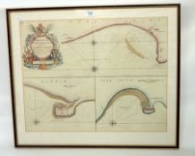 Coloured etching of Burlington Bay, Scarborough and Hartlepool to Capt Ralph Sanderson,