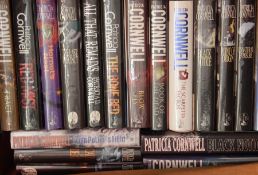 A large quantity of books by Patricia Cornwell and a quantity of Pan paperbacks by Agatha Christie,