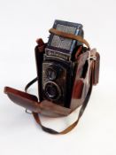 Rolleicord box camera in leather case