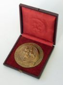 Bronze commemorative medallion after X S Tourte 1858, Champagne Mercier Epernay moulded decoration,