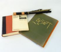 Wooden flute and piccolo (af), brass whistle, two folding music stands,