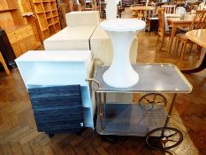 20th century plastic stool white open bookcase,