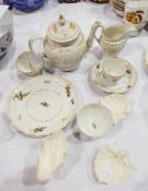 Late 18th century English porcelain teapot, wrythen with pointed finial to the slightly domed cover,