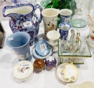 Ringtons pottery 'Malingware' jug, Portuguese pottery basket,