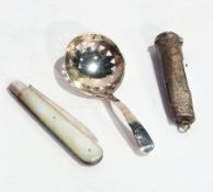 Silver sifter spoon, marks rubbed,