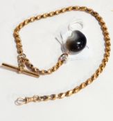 Gold-coloured metal fancy link albert chain, marked 10,