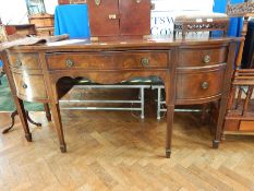 George III style mahogany sideboard, serpentine fronted,